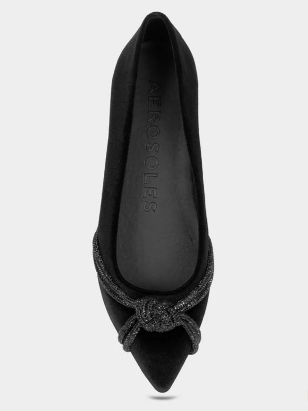 Aerosoles NWOT Women's Black Pointed Toe Damir Rhinestone Comfort Ballet Flat 8W
